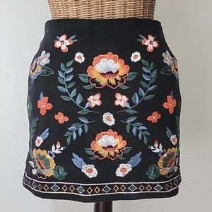 Flying Tomato Embroidered Black Velvet Skirt szM  BinK